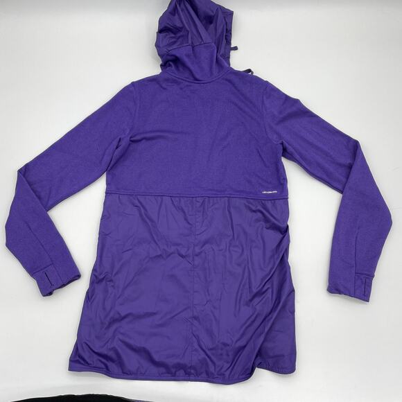 ADIDAS Sweatshirt Purple Hooded 1/2 Zip Pullover Nylon Panel Womens Size S - Picture 2 of 5